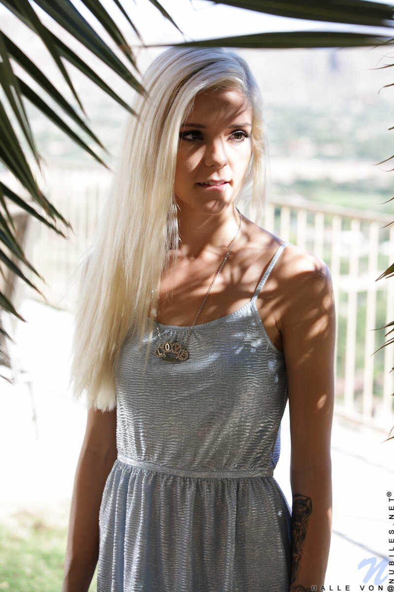 Young blonde tease Halle Von shows off her bare legs and panties for boyfriend Xander Corvus - Halle Von, Xander Corvus