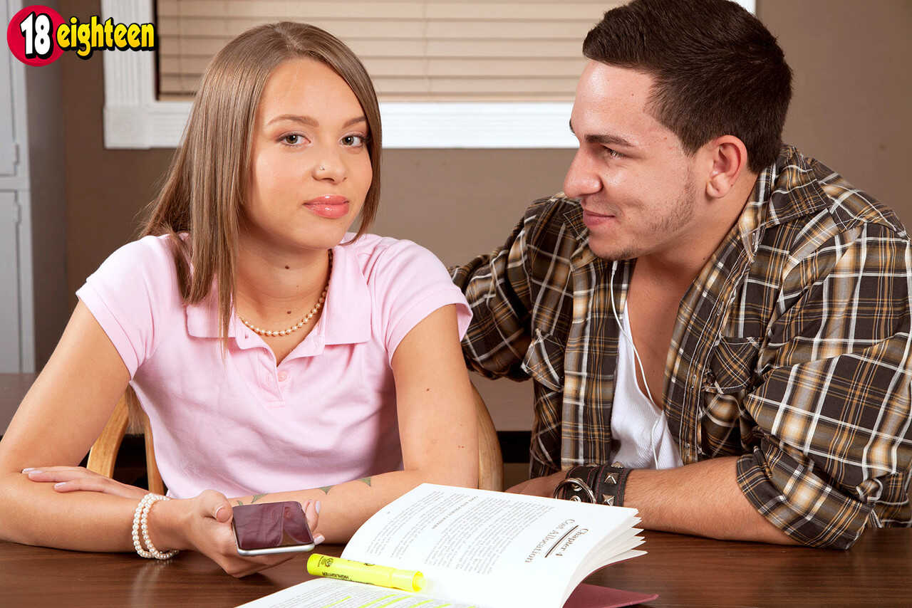 Young Looking Girl Takes Control Liza Rowe's Educational Lesson with Professor Peter Green