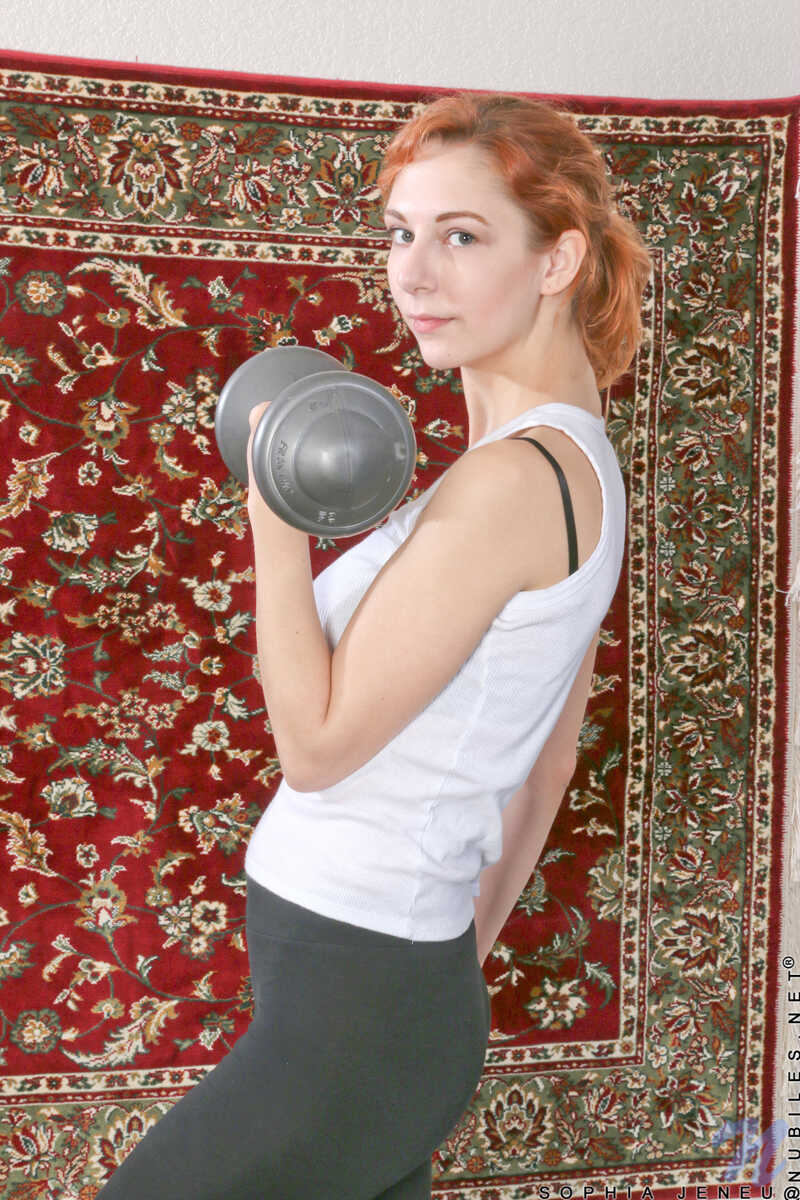 Natural Redhead Sophia Jeneu Lifts Weights Before Her Ultimate Trampoline Workout - Sophia Jeneu