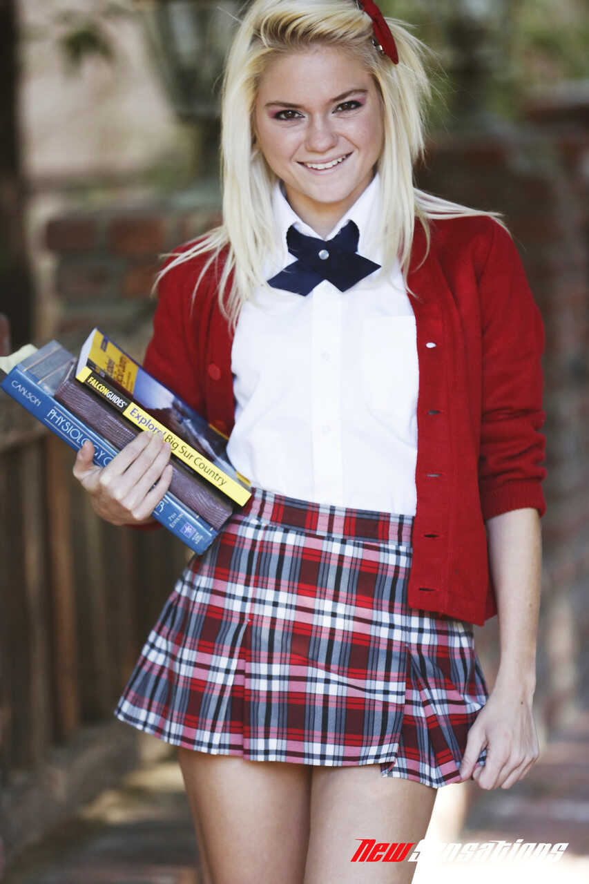 Blond schoolgirl Chloe Foster dominates in the fall leaves while having hot sex with her lover!