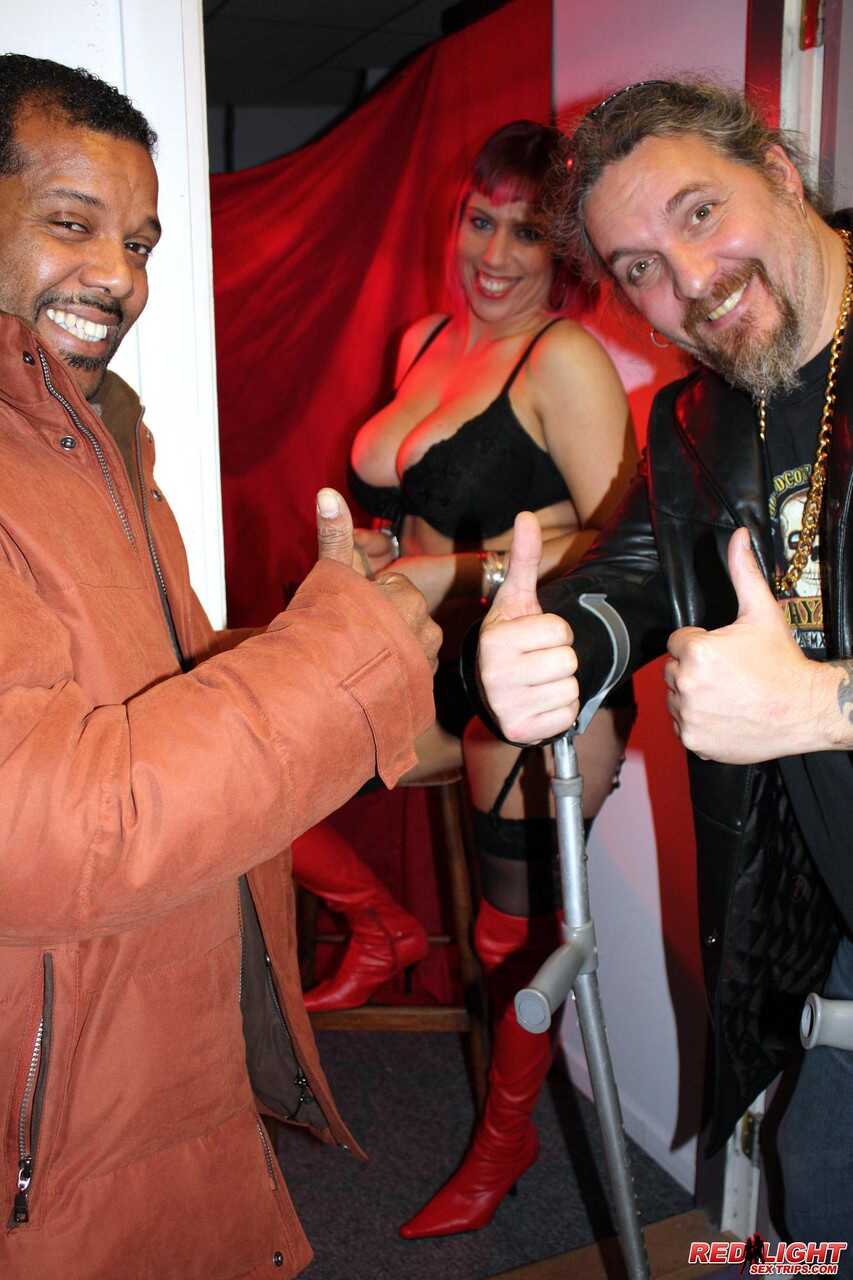 Curvy Redhead Seduces Her Black Client With The Help Of His Disabled Friend Curvy Big Tits in Stockings and Lingerie - 