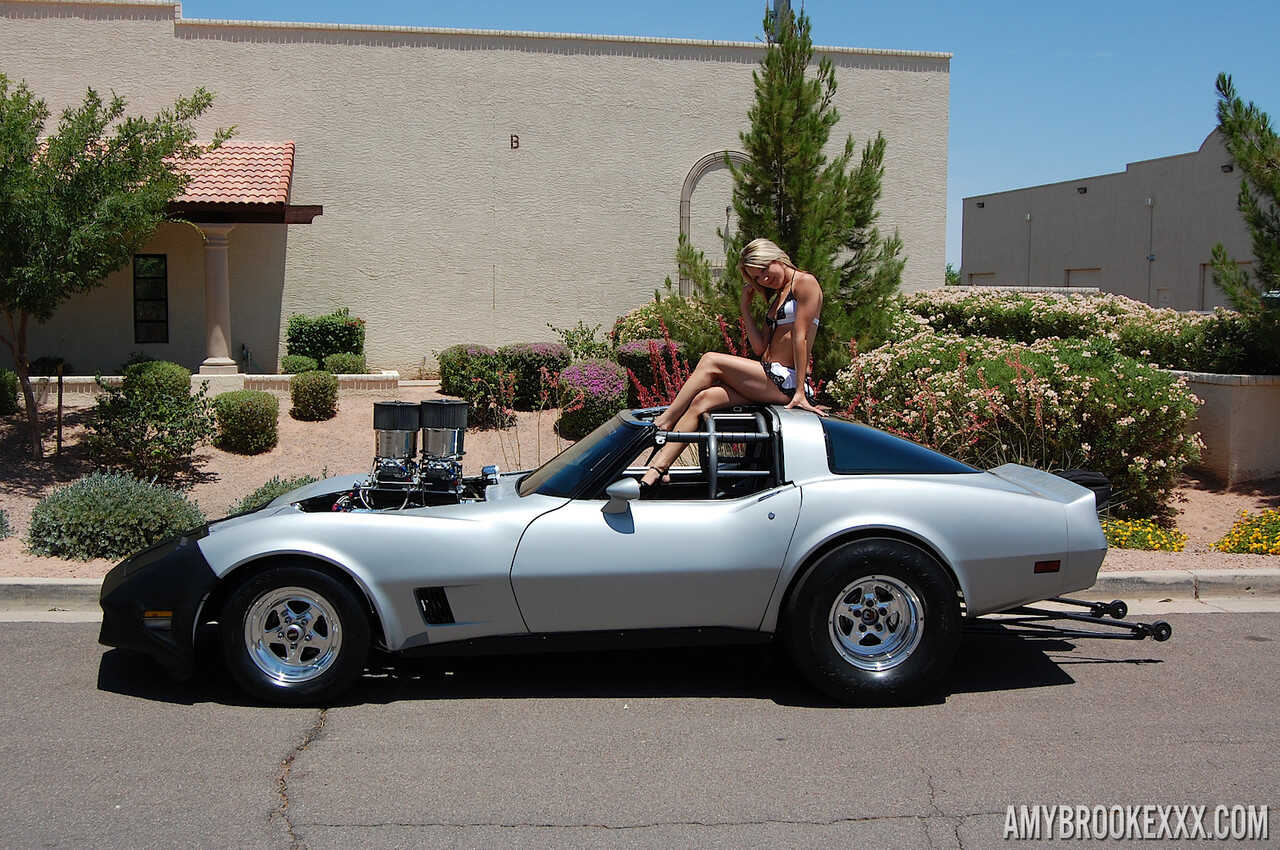 Thrills and Skills: Amy Brooke Exposes Her Thong Upskirt on a Sports Car for a Hot Summer Ride - Amy Brooke