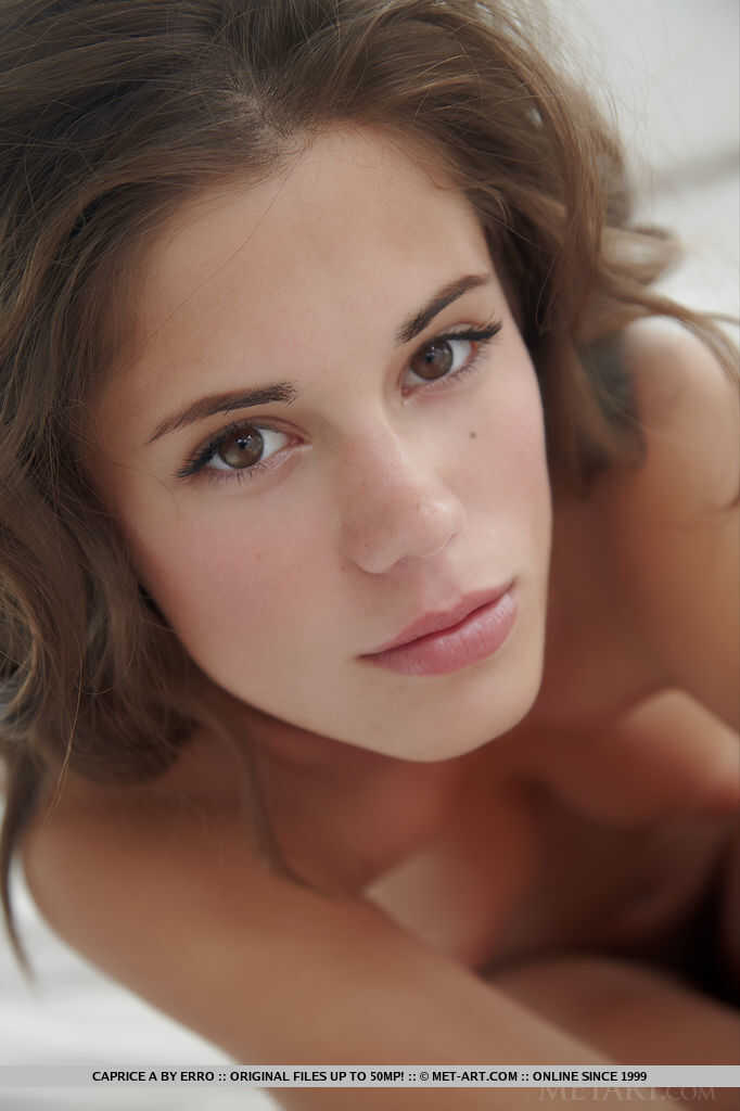 Brunette Babe Caprice: A Freeing Nice Teen Tits and Bald Cunt from Lingerie - Little Caprice