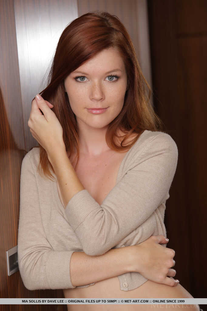 Redhead European glamour babe Mia Sollis slipping off her panties after a night of passionate lovemaking. - Mia Sollis