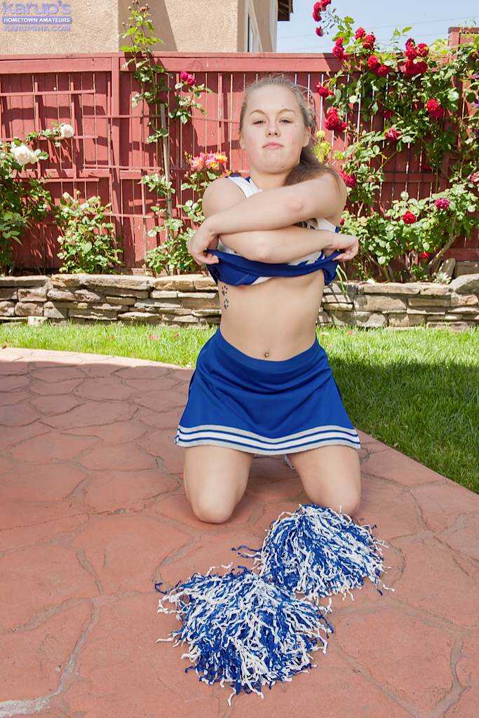 Cheerleader Madison Chandler's Pink Pussy Spreads Wide Open on the Walkway! - Madison Chandler