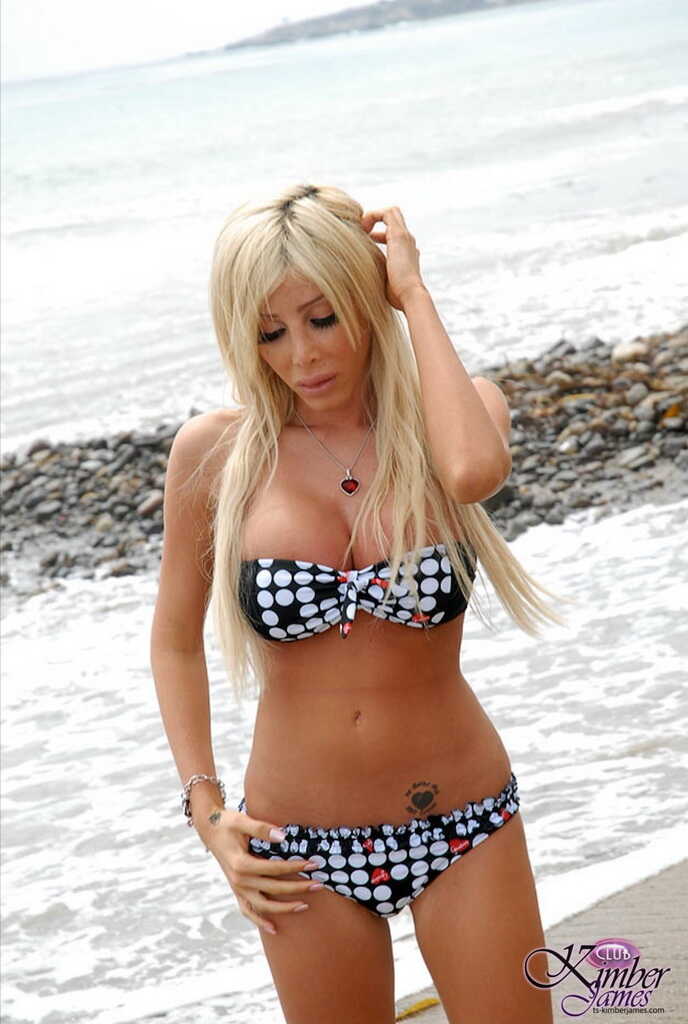 Blonde TS Kimber James Gets Naked In The Woods And Poses For Some Hot Pics - 