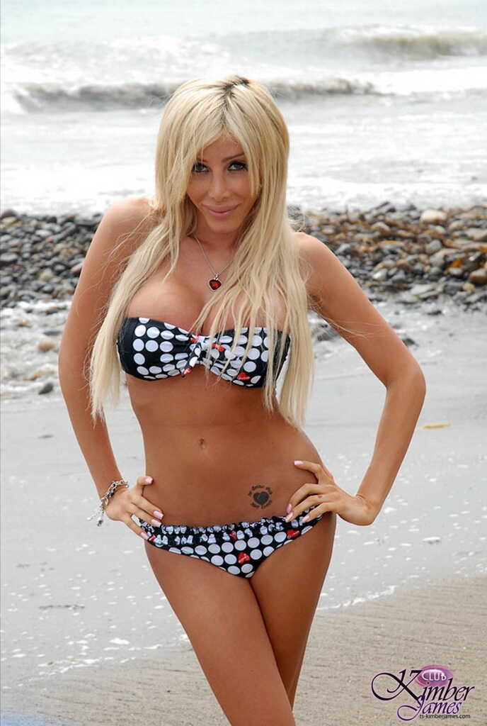 Blonde TS Kimber James Gets Naked In The Woods And Poses For Some Hot Pics - 