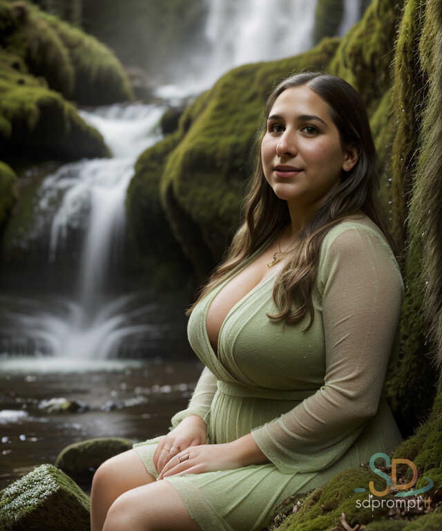 RoseR's Sensual Waterfall Masturbation with Her Huge Boobs! - RoseR