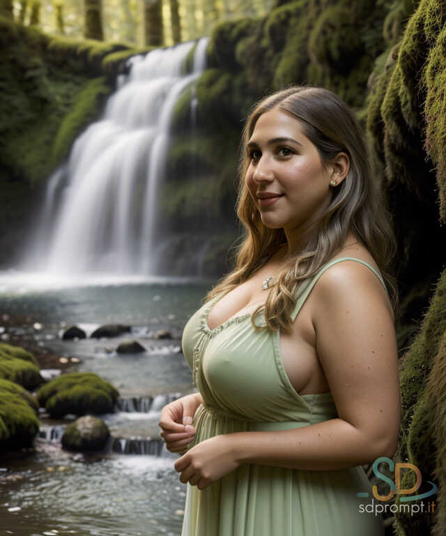 RoseR's Sensual Waterfall Masturbation with Her Huge Boobs! - RoseR