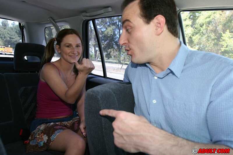 Gen Padova's Slutty Teenage Hitchhiker Gives a Blowjob with Ball Licking and Sucks Big Cock in the Car for MILF Handj...