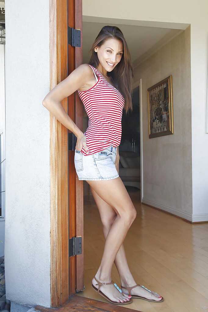 Slim and Sinful: Celeste Star's Naughty Self-Pleasure Session on a Rustic Floor - Celeste Star