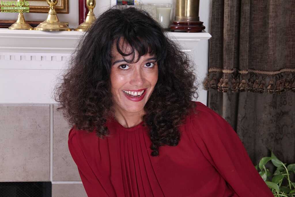 Spreading Her Hairy Pussy, Ramona Jones in Black Lingerie - Ramona Jones