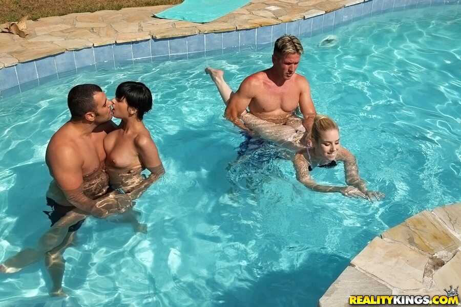 Nesty's Naughty Adventure at the Swimming Pool Coco Demal and Her Friend Get Lucky with a Handsome Fellow - Coco Dema...