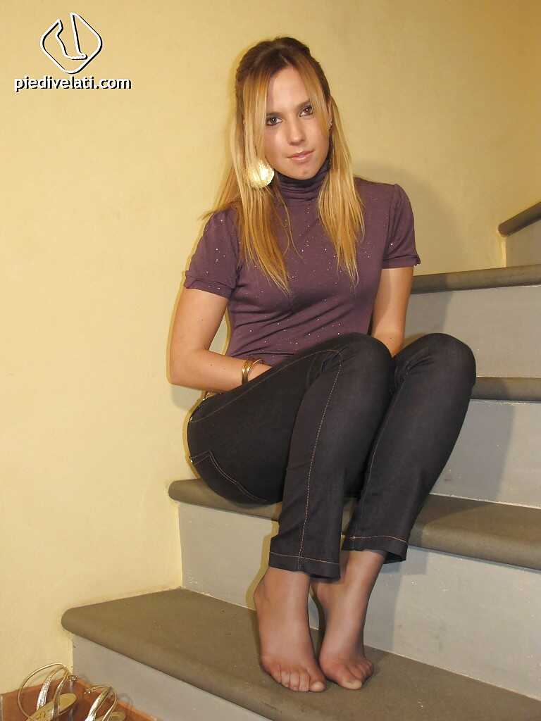 Blonde whore babe Selene's tight pantyhose-clad legs in high heels and her foot fetish modeling skills will make your...
