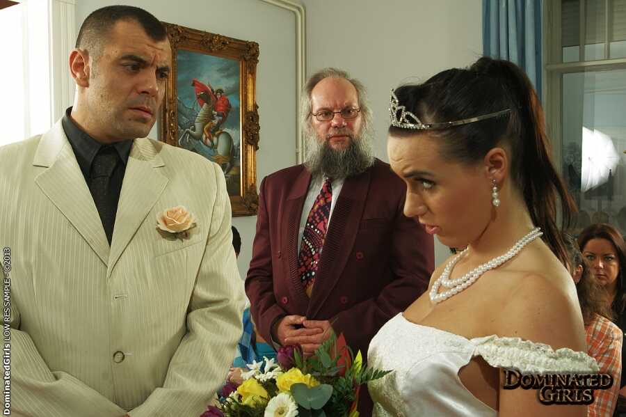 Wild Dark Hair Babe Gets Married with a Bang in Wedding Dress, Cums and Sucks on Her Big Bridal Cock - Wild Devil
