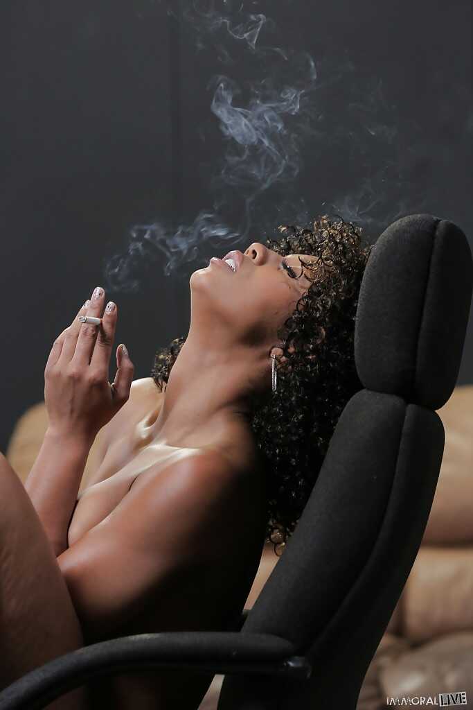 Curly Brunette Ebony Misty Stone Gets Naked and Plays With Her Curvy Body - Misty Stone