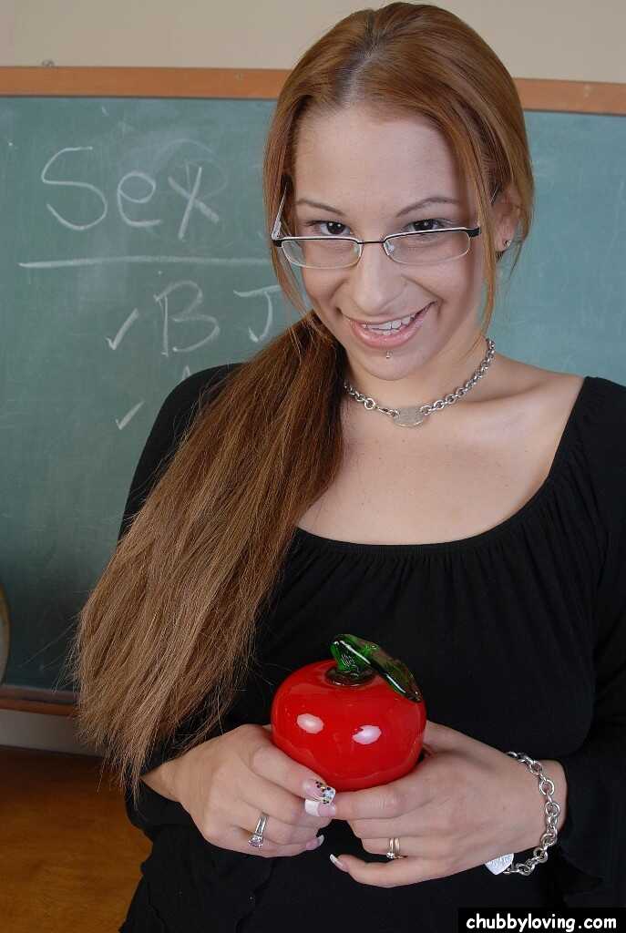 Laeh strips off her school uniform to show her chubby nerd tattoos and spreads her shaved bush for the camera - Leah Lexin...