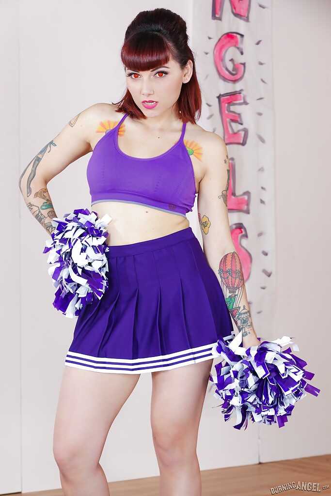 Tattooed Schoolgirl Cheerleader Gets Bald Cunted by Veronica Layke - Veronica Layke