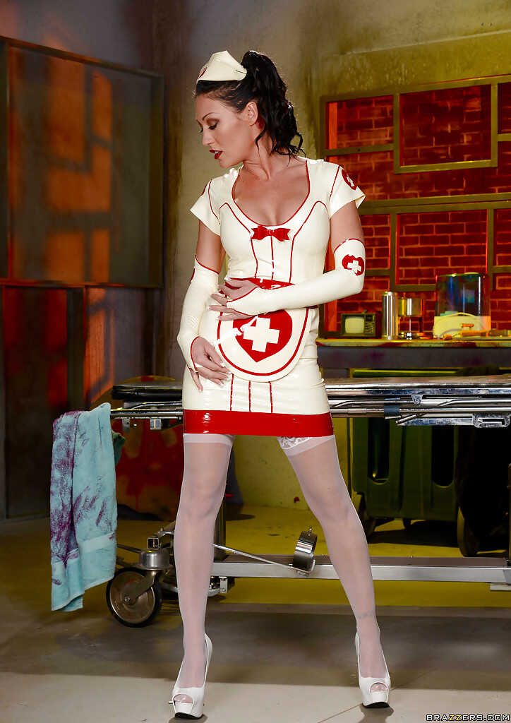 Naughty nurse Starri Knight's big boobs explode out of her latex uniform in this hardcore sex scene! - Starri Knight