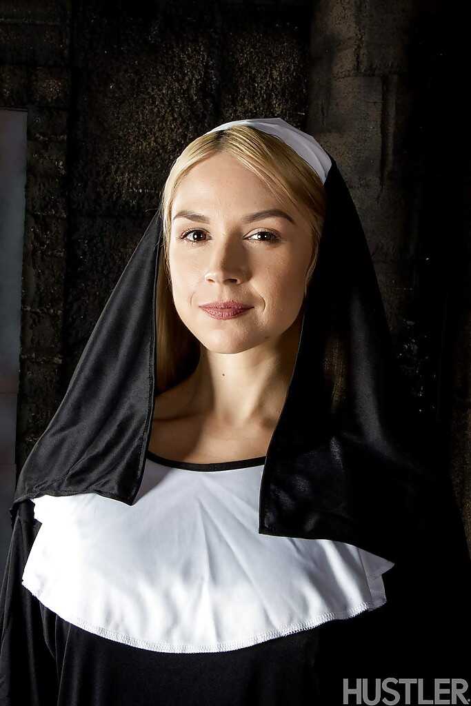 Naughty Nun Sara Sloane's Secret Desires: A Blonde Babe with Big Tits Strips Off her Uniform for Some Cosplay Lingerie Fun with Sarah Vandella!