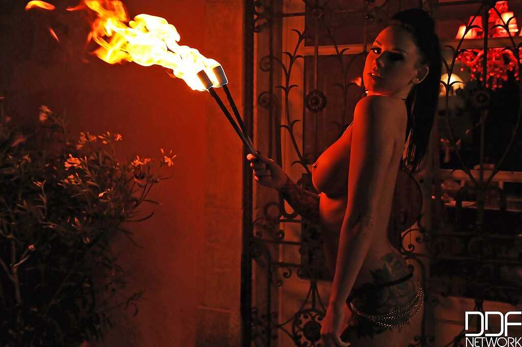 Daniella Mae's Scorching European Fire Show: Pierced Nipples & Big Tits Blaze - Daniella Mae