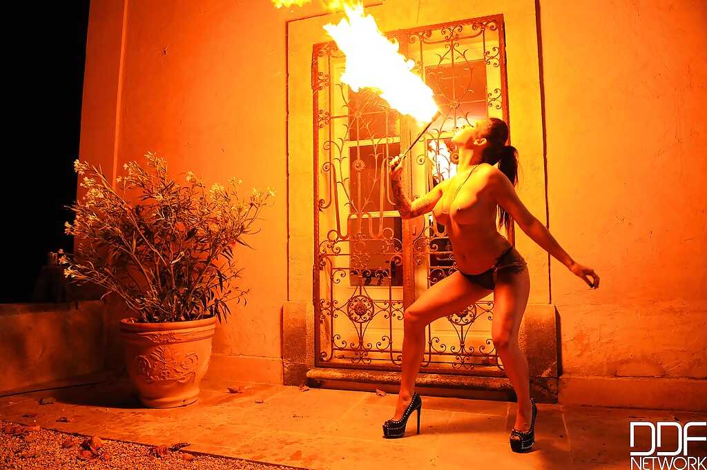 Daniella Mae's Scorching European Fire Show: Pierced Nipples & Big Tits Blaze - Daniella Mae