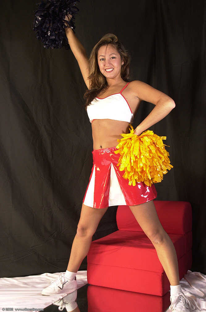 Latina Cheerleader Mailia Releases Tiny Nipples from Tiny Skirt - Mailia