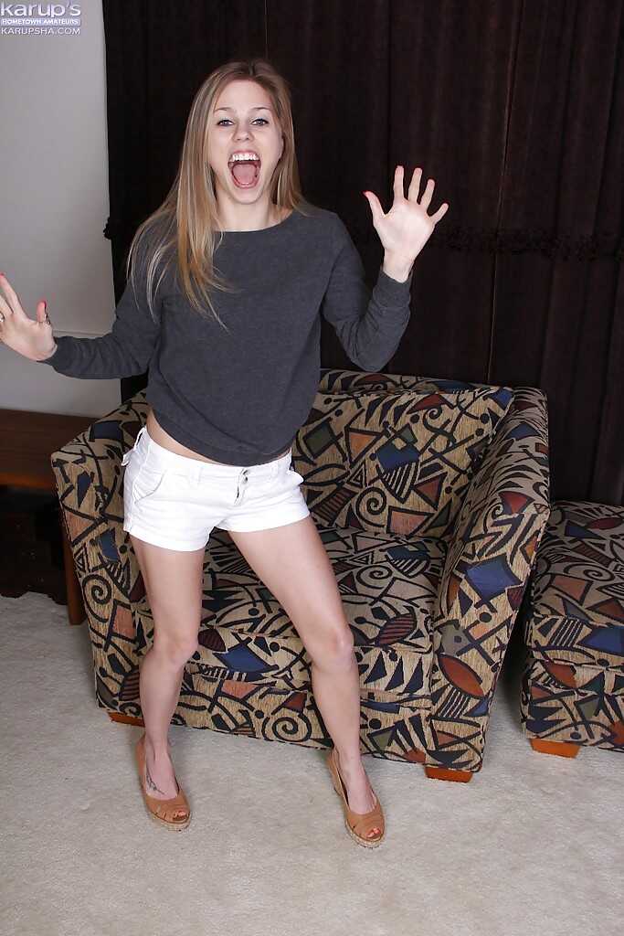 Teen first timer Kassie Kensington shows off her hairy pink pussy after ditching her shorts in the woods! - Kassie Kensington