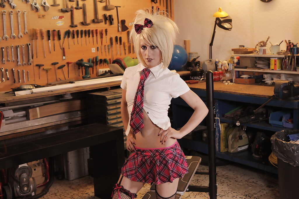 Slutty Schoolgirl Nora Barcelona Takes Off Her Clothes and Shows Her Blonde Ass in a Steamy Photoshoot - Nora Barcelona