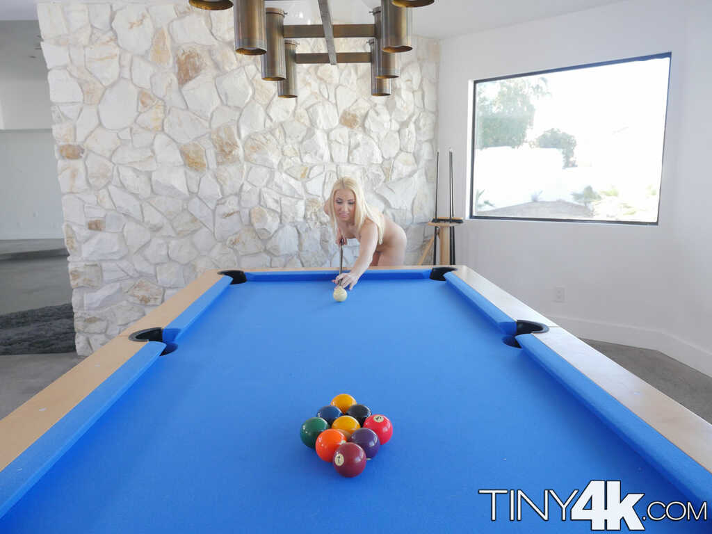 Sierra's Purple Pool Party Blonde in Leather Pants Slide Off Ass While Shooting Pool! - Sierra Nicole