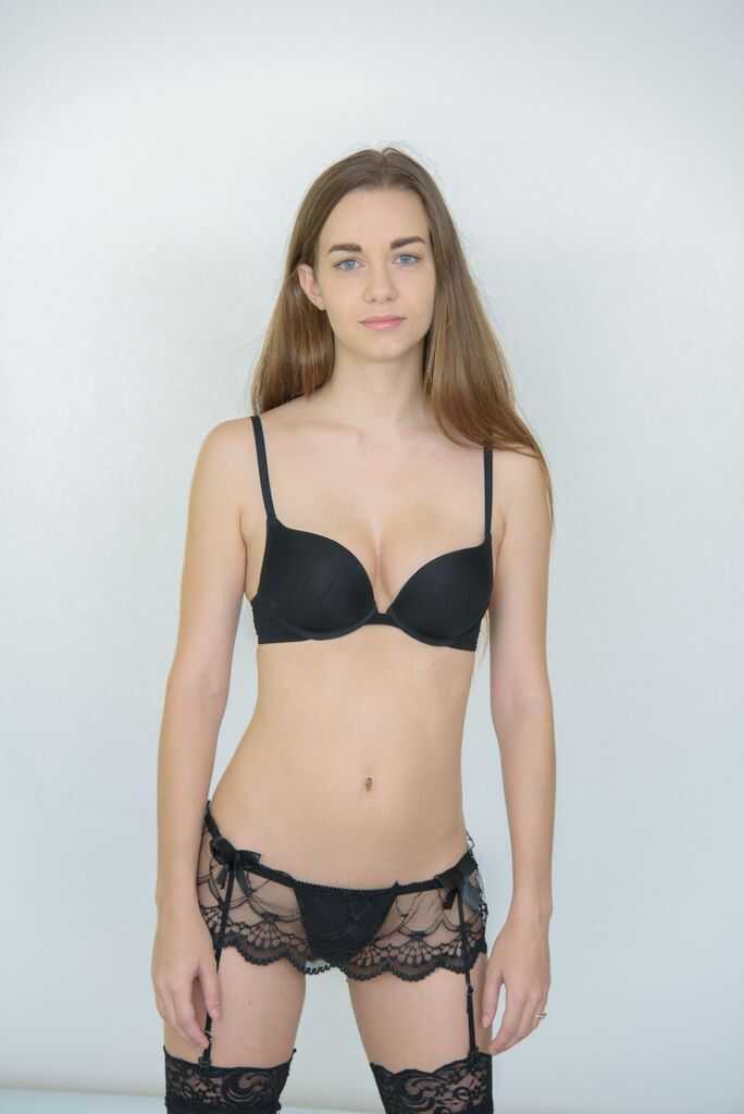 Tali DOva bares it all in a black lace lingerie, showing off her hairy pussy and skinny body - Tali Dova