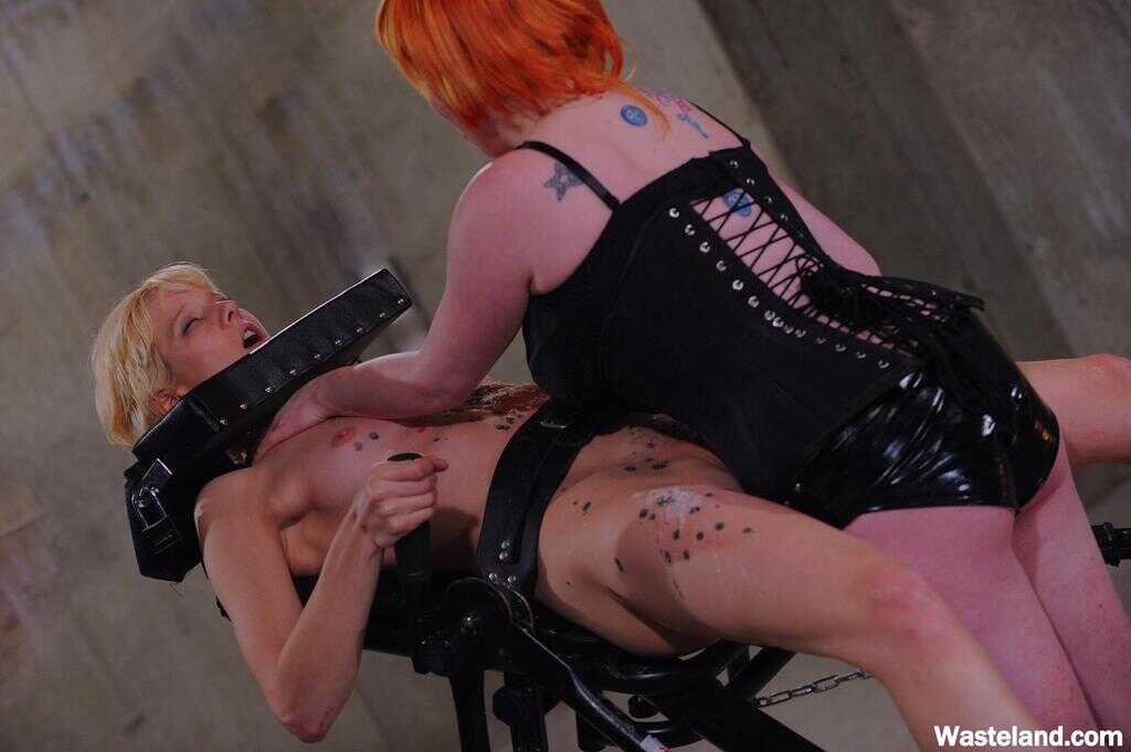 Mistress Irony's Hot Wax Torture of a Bound Blonde Lesbian with Hairy Redhead Pussy - Mistress Irony