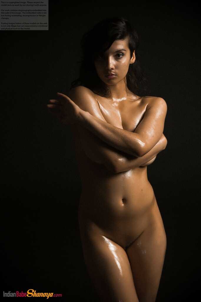 Shanaya's Dark Desires Exposing Her Naked Indian Breast in the Shadows