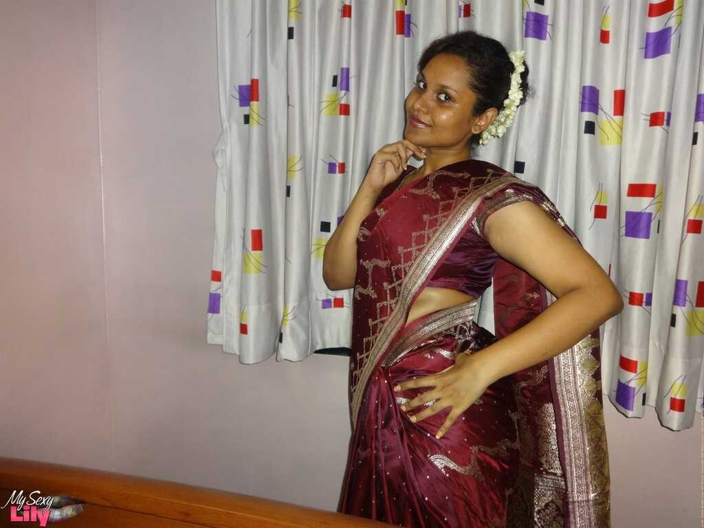 Lily's Black Bra and Underskirt Stripping Show: The Curvy Indian Woman with Big Boobs - Lily