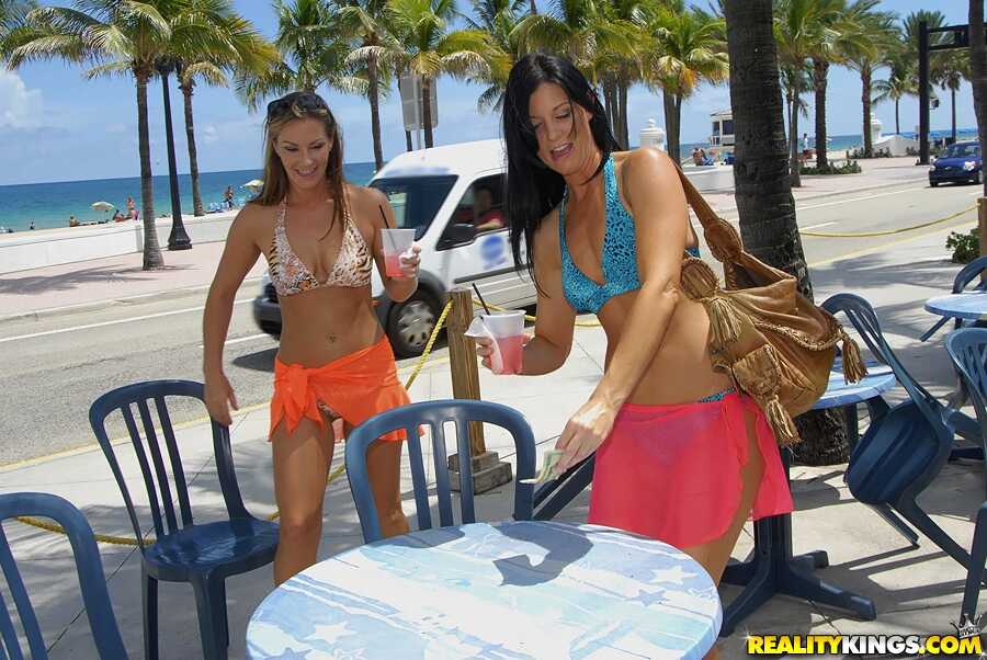 Hot MILFs in bikinis India Summer & Kristen Cameron indulge in lesbian acts and spread their asses for dildos! - India...