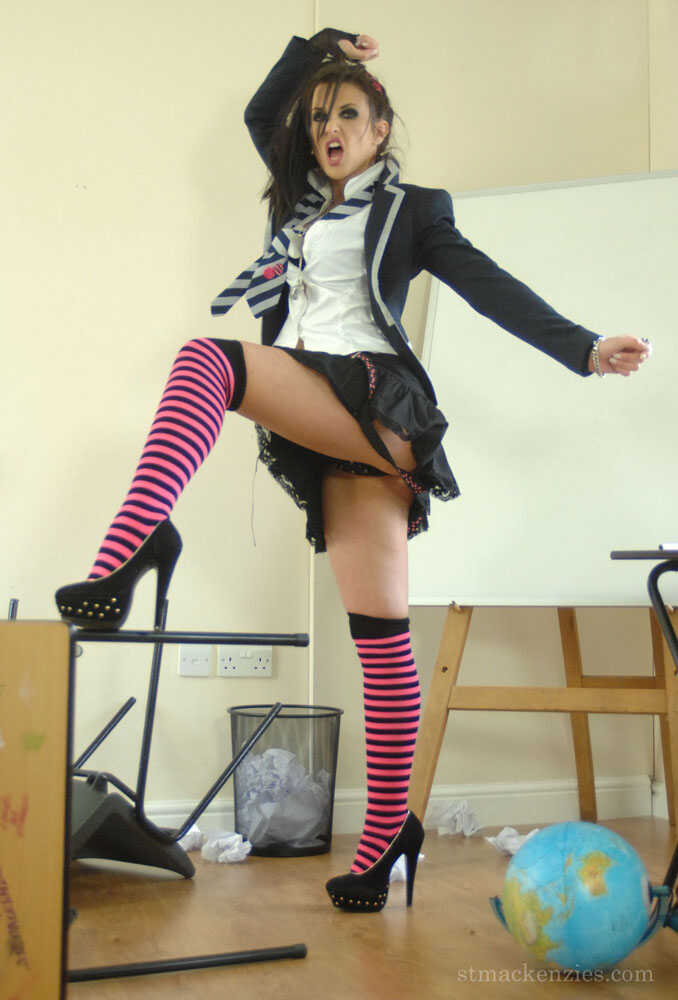 Naughty school girl Amy Alexandra takes off her stockings while in detention - Amy Alexandra