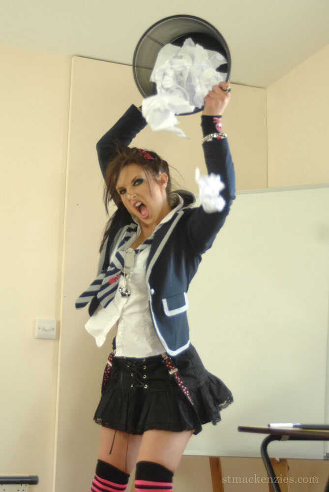 Naughty school girl Amy Alexandra takes off her stockings while in detention - Amy Alexandra