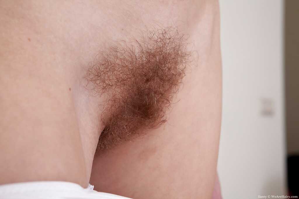 Fuckable teen babe Santy spreads her hairy pussy and ass for your pleasure! - Santy
