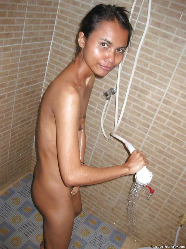 Skinny Asian Babe with Tiny Tits Gets Drenched in a Shower and then Ravaged in Doggy Style - 