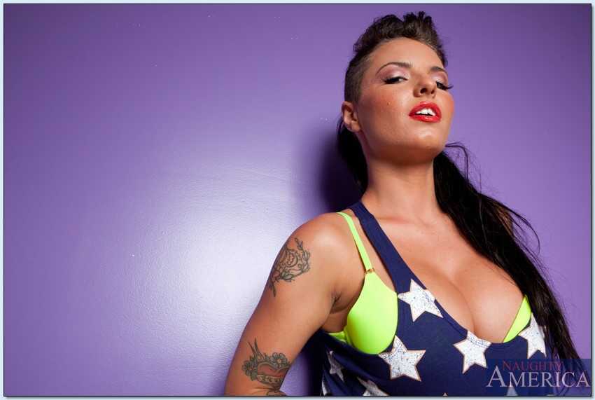Busty tattooed teen Christy Mack stripping off her lingerie in front of the camera! - Christy Mack