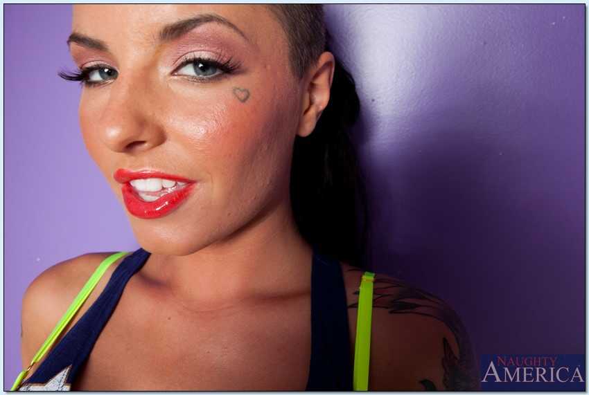 Busty tattooed teen Christy Mack stripping off her lingerie in front of the camera! - Christy Mack