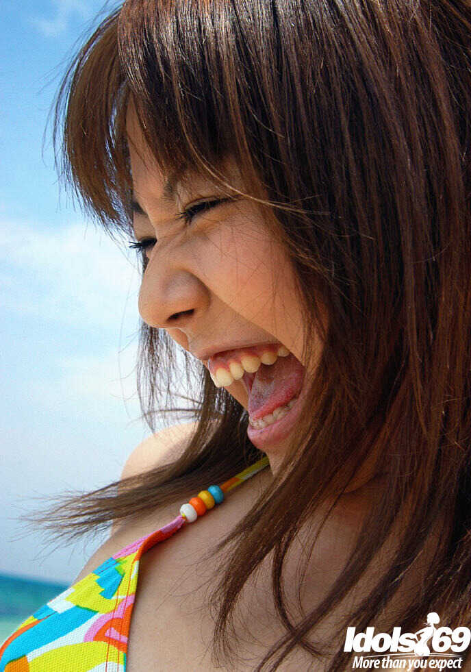 Chikaho Ito's Hairy Asian Pussy in a Micro Bikini on the Beach - Chikaho Ito