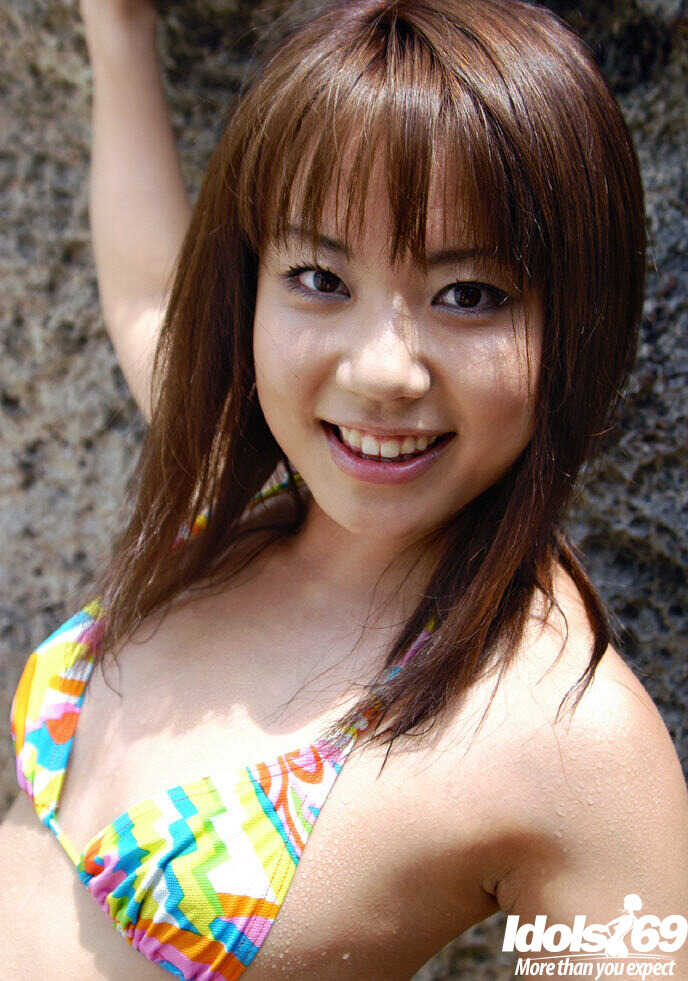 Chikaho Ito's Hairy Asian Pussy in a Micro Bikini on the Beach - Chikaho Ito