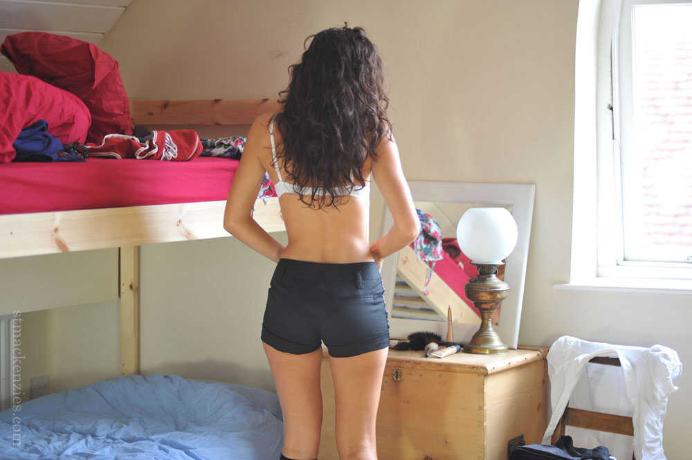Nicola Rocco's Hot Brunette Curves in Thigh High Socks and Ass In Shorts Unveiled - Nicola Rocco