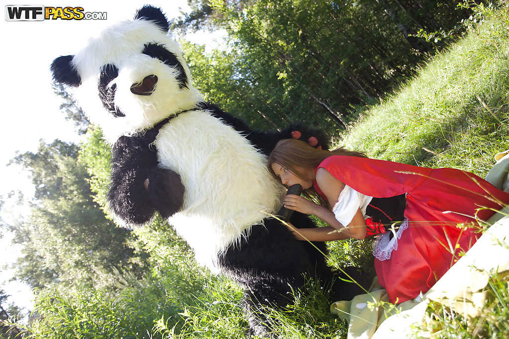 Megan Vale Gets Her Pretty Teen Pussy Fucked by the Biggest Panda Toy Outdoor While Exploring her Nudist Side with a Facial and Tight Ass