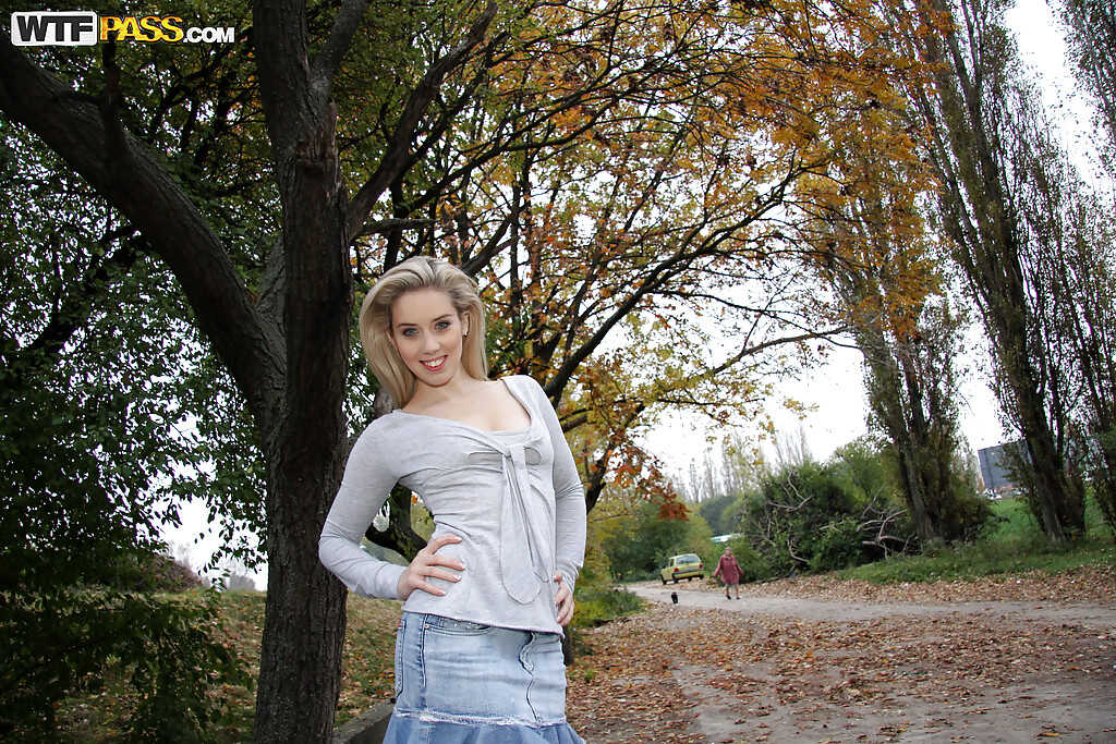 Nesty Lifts Her Skirt to Reveal Her Perky Tits and Shaven Pussy in Public! - Nesty