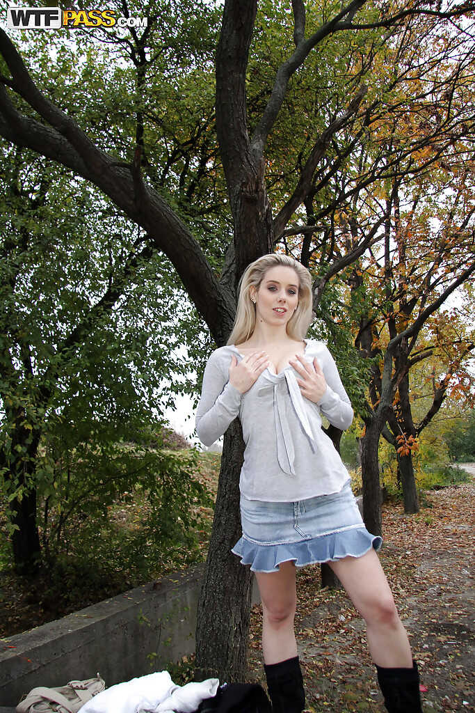 Nesty Lifts Her Skirt to Reveal Her Perky Tits and Shaven Pussy in Public! - Nesty