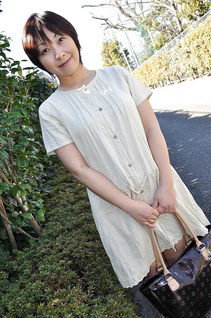 Chubby asian MILF Masae Shimatani playing with her hairy nipples and pussy - Masae Shimatani