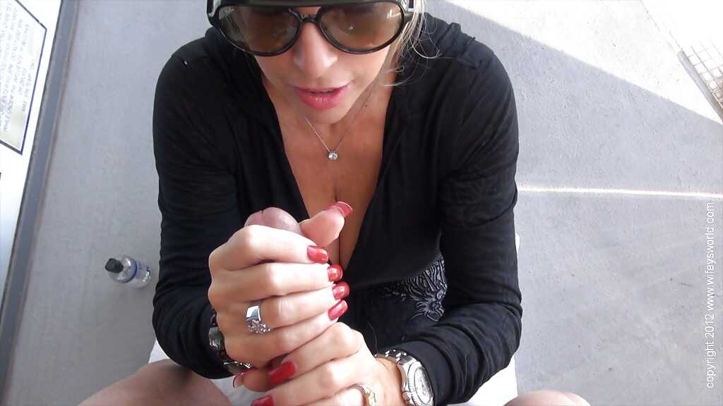 Mature lassie Sandra Otterson gives a handjob and takes a cumshot on her tongue! - Sandra Otterson