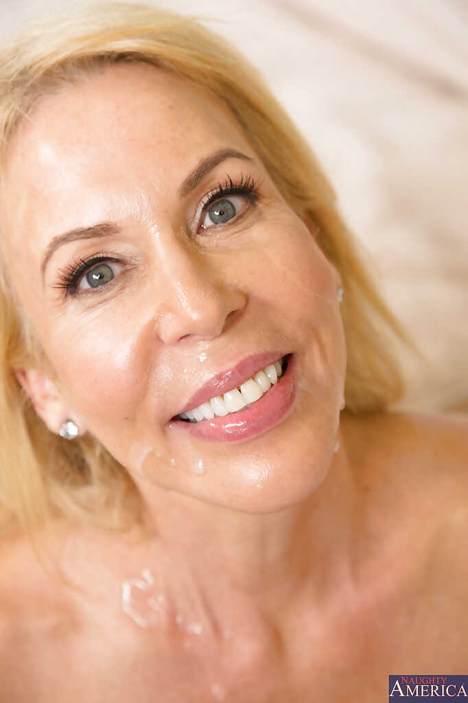 Blonde Cougar Gives Head and Gets Fucked for a 'Smiley Face' Facial with Erica Lauren - Erica Lauren